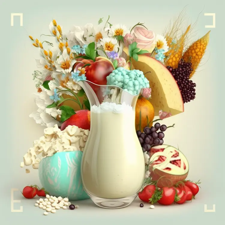 Fresh Milkshake with Fruits and Flowers