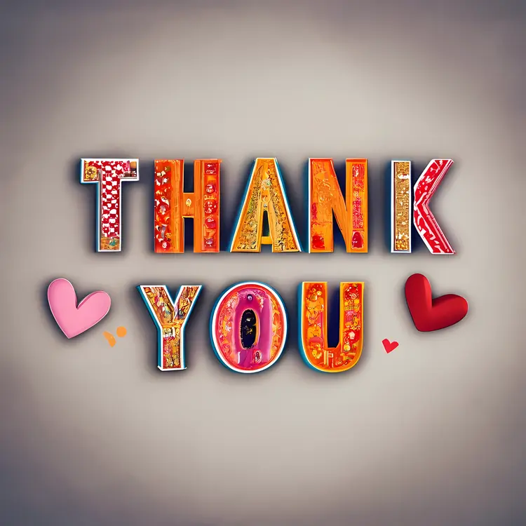 Colorful Hearts Thank You Card
