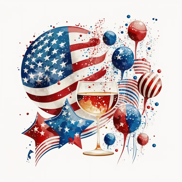 American Flag and Celebration Elements for Independence Day