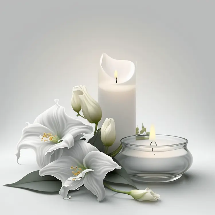 Serene White Candles with Lilies