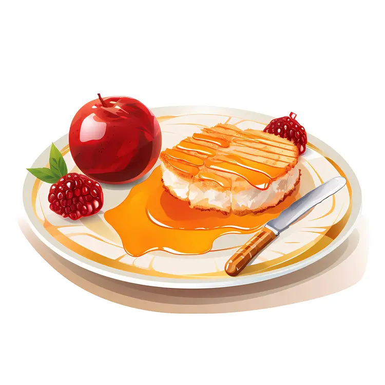 Delicious Pancake with Syrup and Fruits