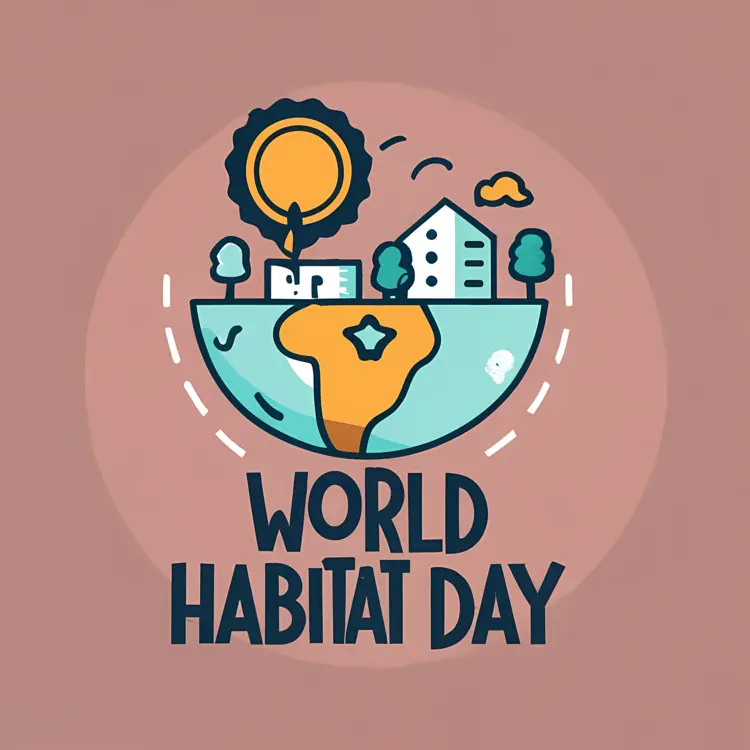 World Habitat Day with Earth and Buildings