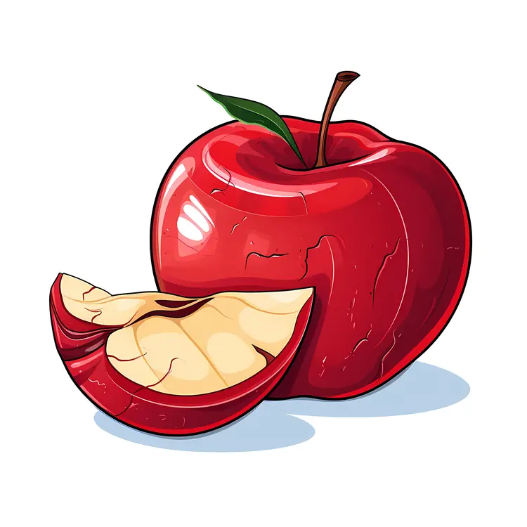 Fresh Red Apple with a Slice