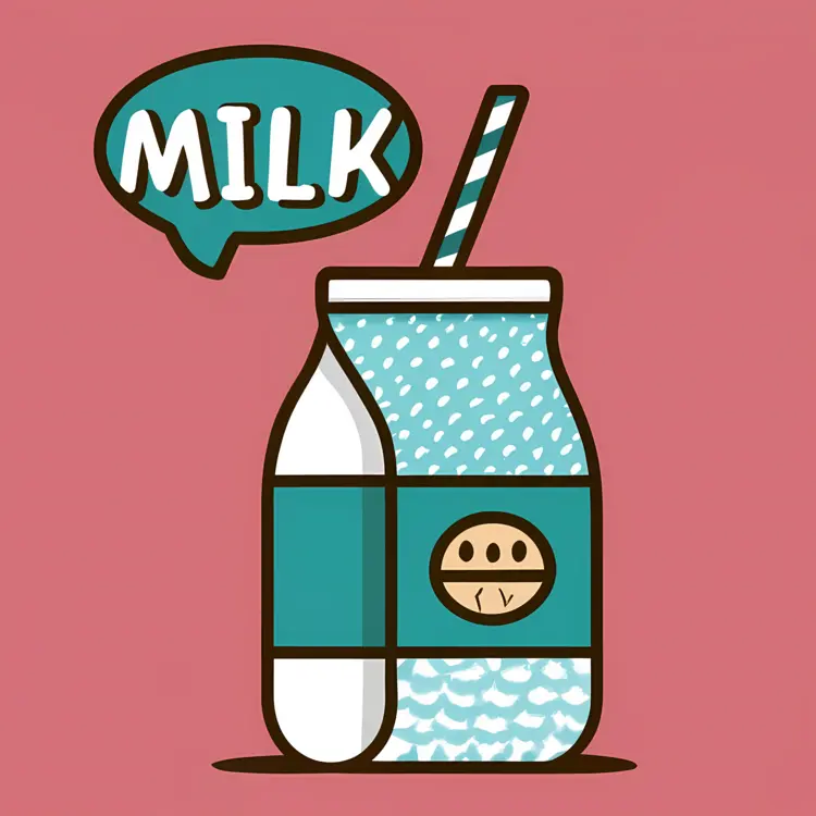 Cartoon Milk Bottle with Straw