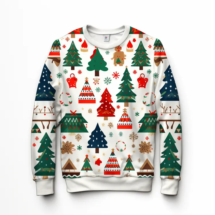 Festive Christmas Sweater with Holiday Patterns