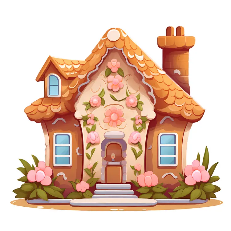 Flower Decorated Gingerbread House