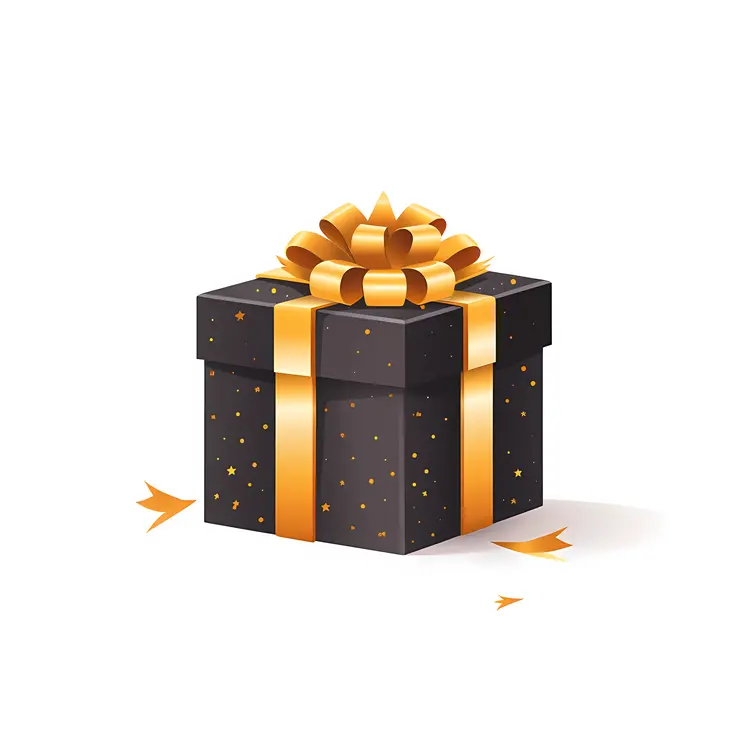 Black Gift Box with Gold Stars