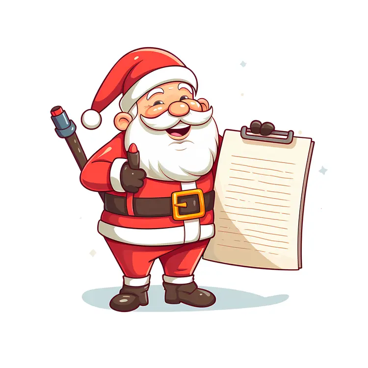 Santa Claus with a List and Thumbs Up