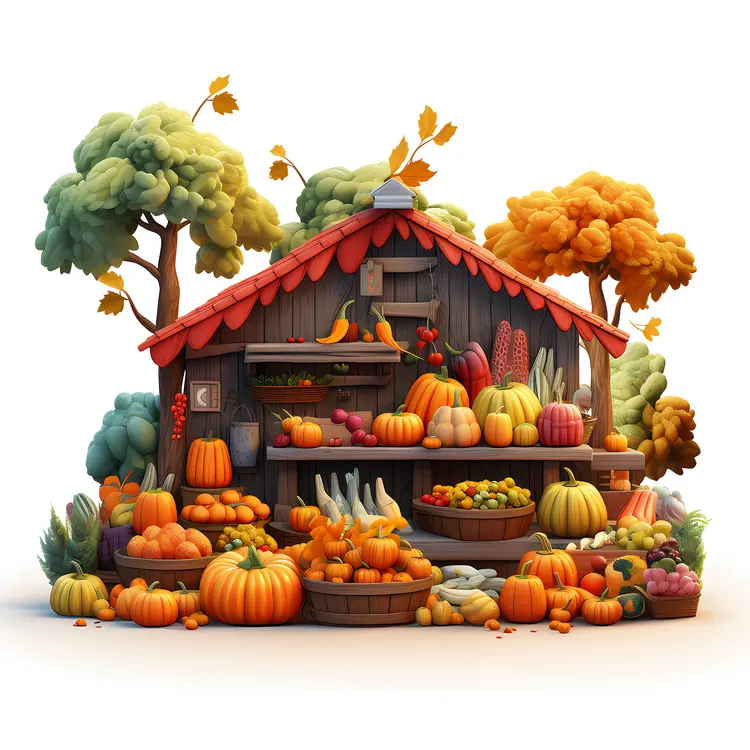 Farm Stand with Harvest Vegetables