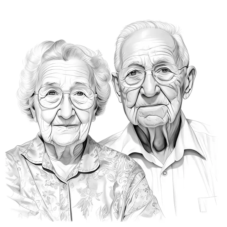 Black and White Portrait of an Elderly Couple