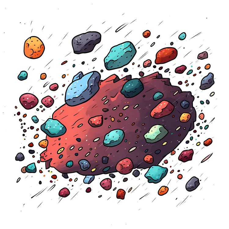 Colorful Asteroid in Space