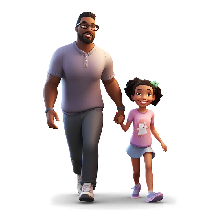 Father and Daughter Walking Together
