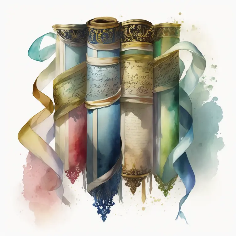 Scrolls with Colorful Ribbons