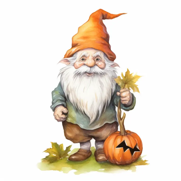Cute Gnome with Pumpkin for Halloween