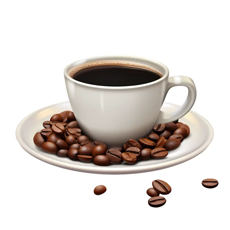 White Coffee Cup with Coffee Beans on Saucer