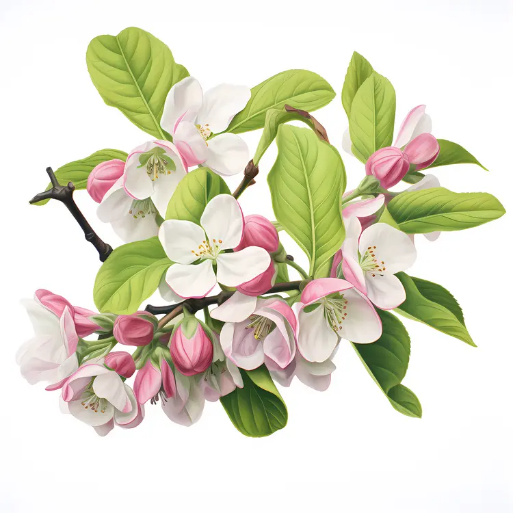 White Cherry Blossoms on a Branch