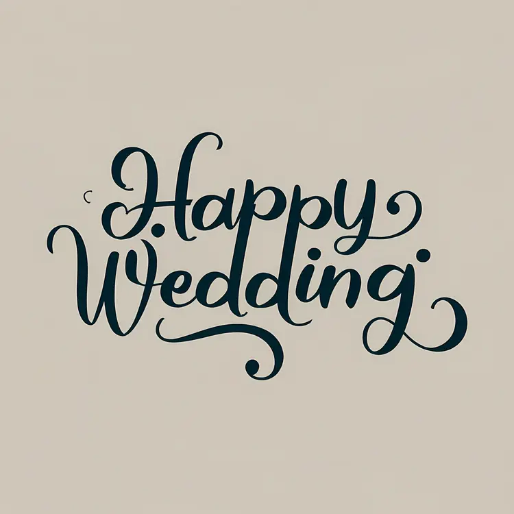 Happy Wedding Text on Beige Background