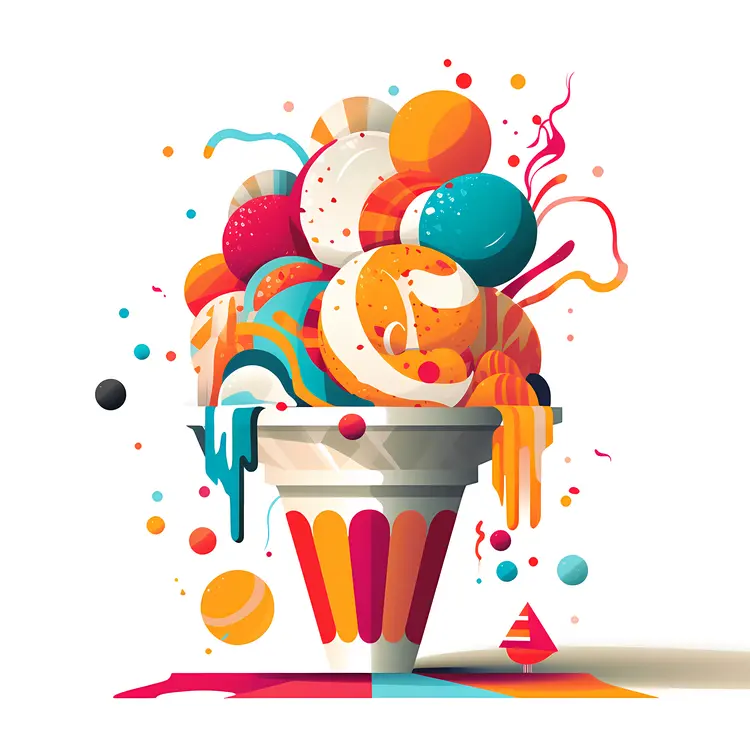 Colorful Ice Cream Cone Illustration