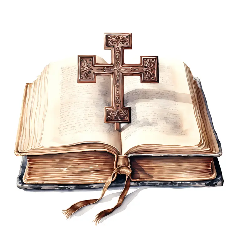 Open Book with Cross on Pages