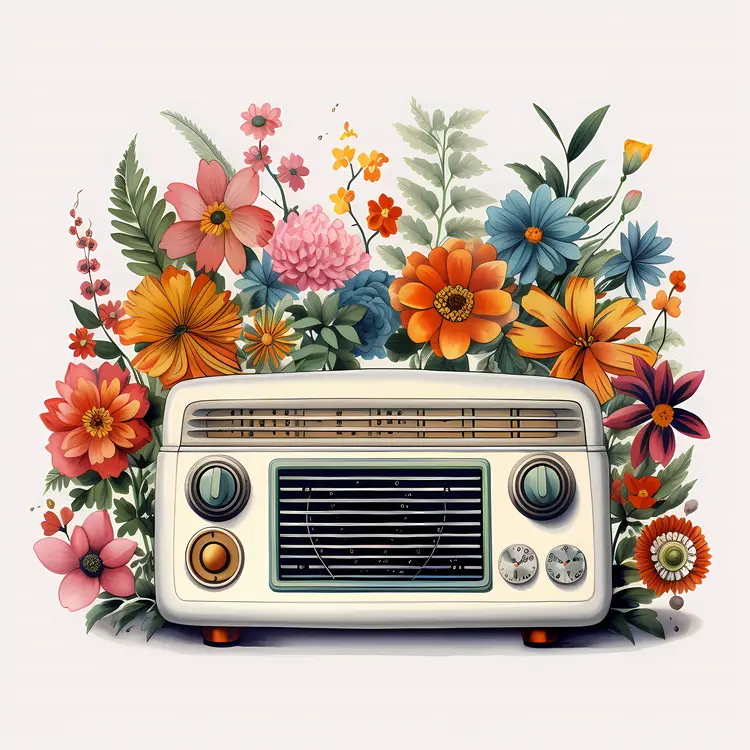 Vintage Radio with Flowers