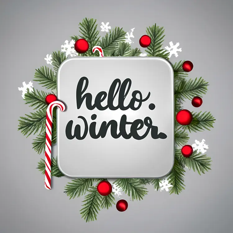 Hello Winter Greeting with Snowflakes