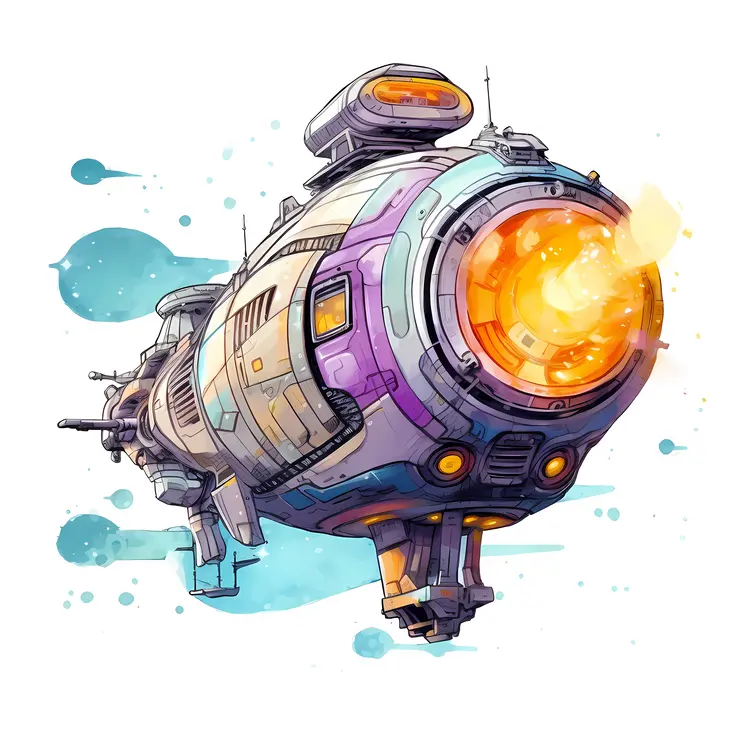 Colorful Spaceship in Space