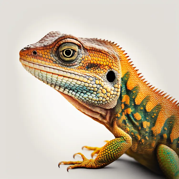 Colorful Lizard on White Background