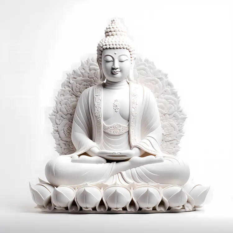 White Meditating Buddha on Lotus
