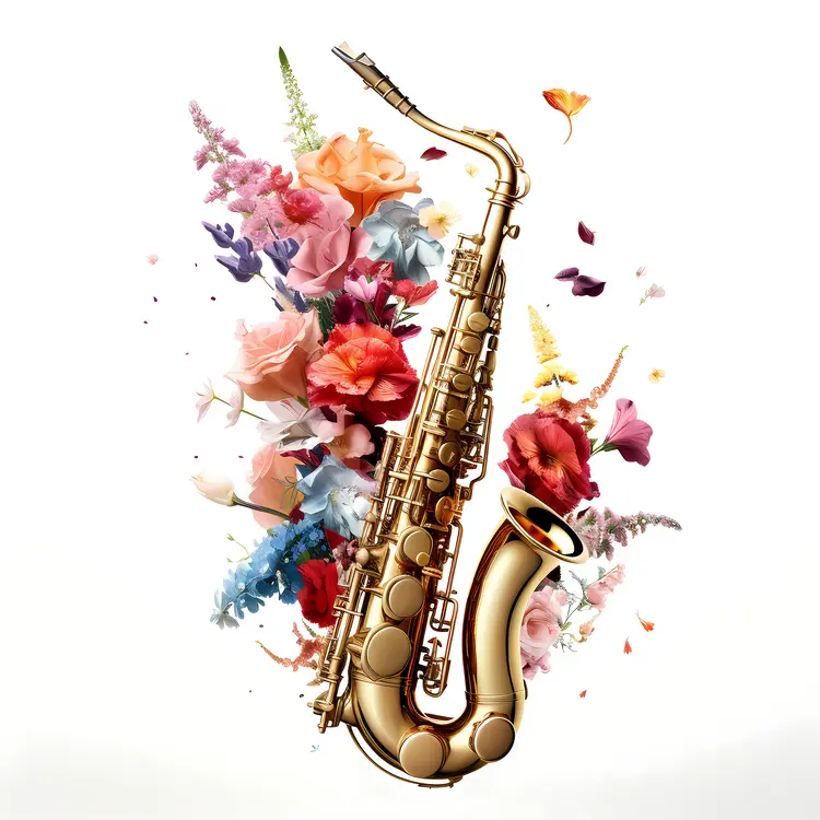 Saxophone with Vibrant Flowers