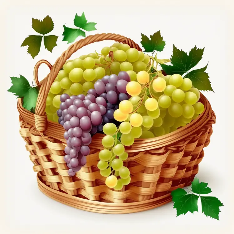 Fresh Grapes in a Wicker Basket