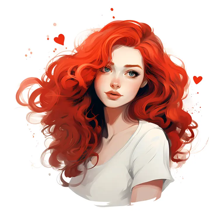 Red-Haired Woman with Hearts