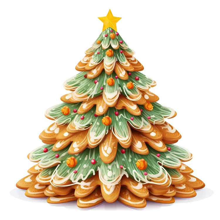 Gingerbread Tree with Icing and Star