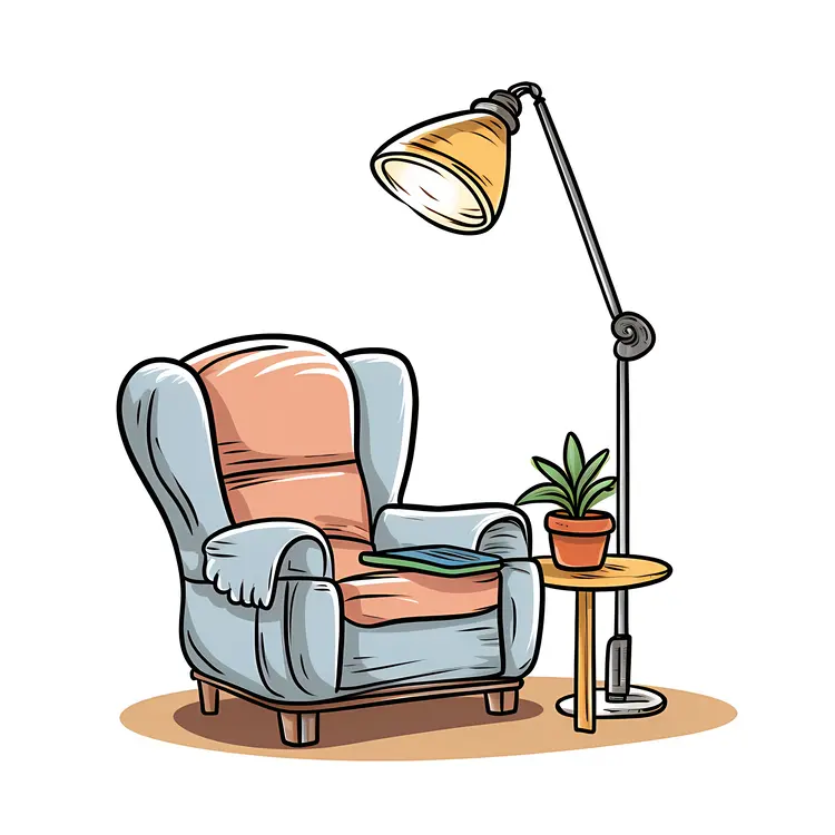 Cozy Armchair with Floor Lamp and Side Table
