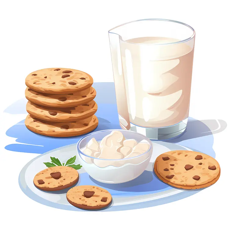 Stack of Cookies with Milk and Cream