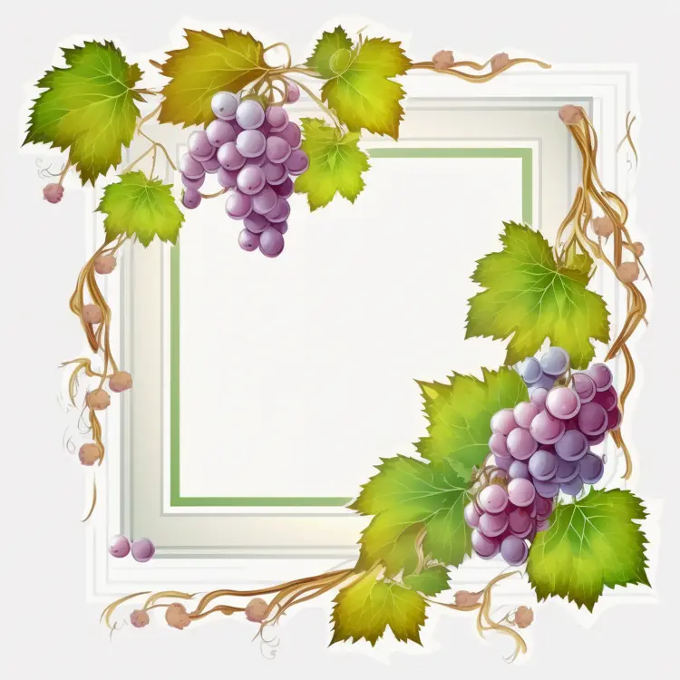 Grapes and Vine Frame Illustration