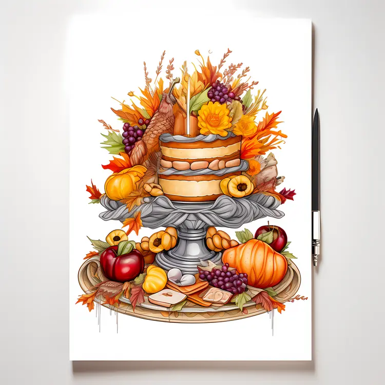 Autumn Cake with Fruits and Vegetables