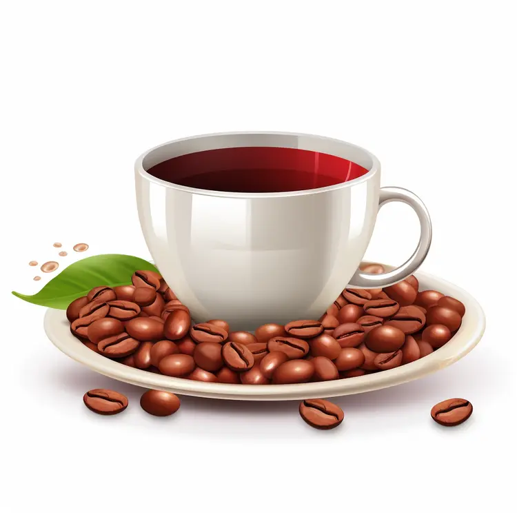 Coffee Cup with Beans on Saucer