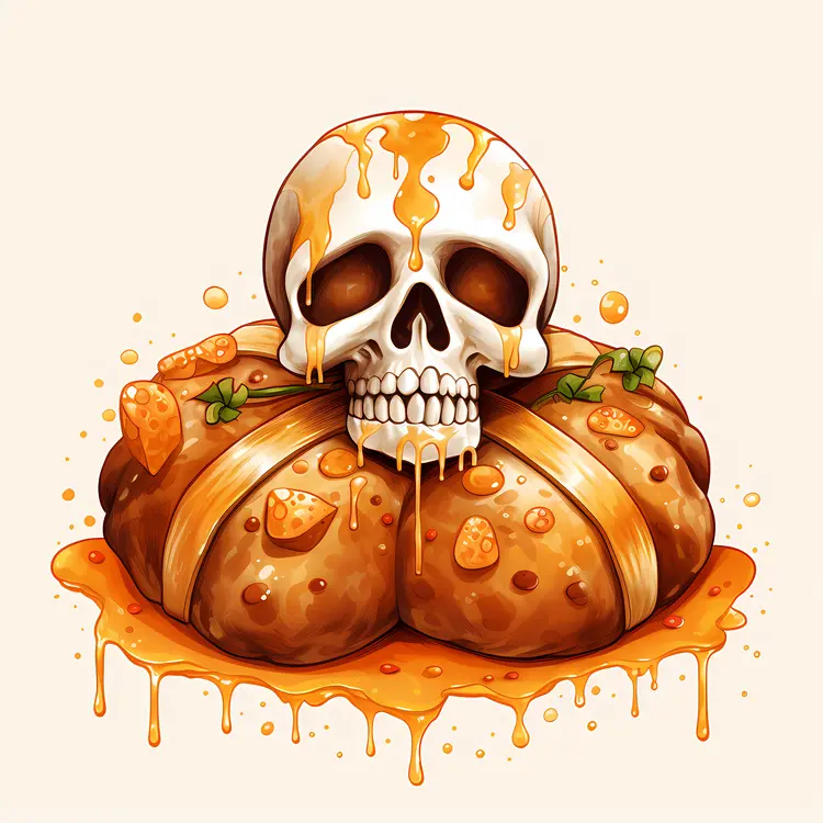Skull on Pumpkin Illustration