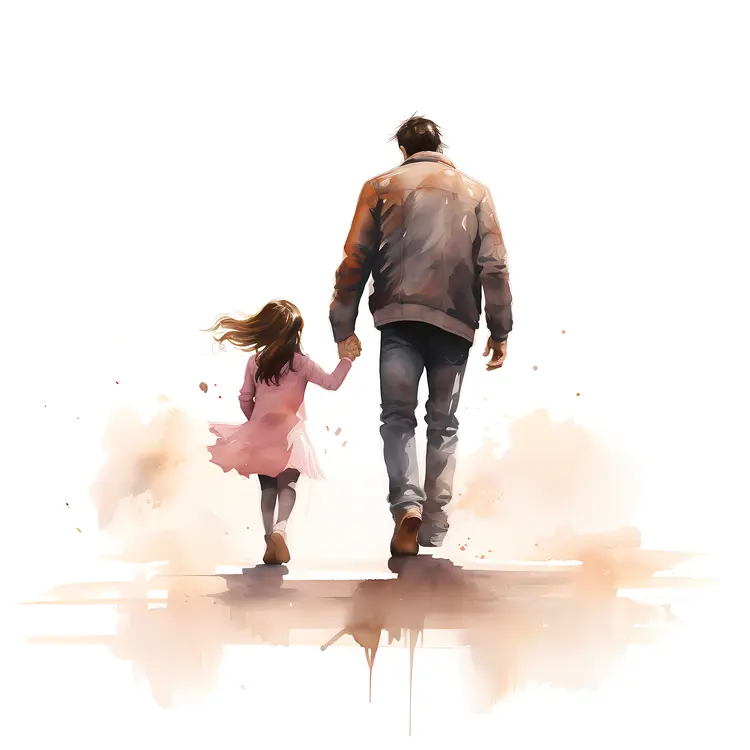 Father and Daughter Walking Together
