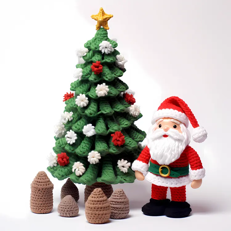 Santa Claus and Christmas Tree with Star Topper