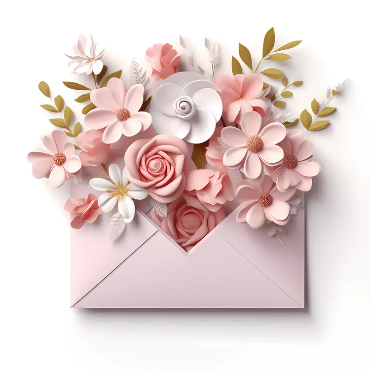 Pink and White Flowers in an Envelope