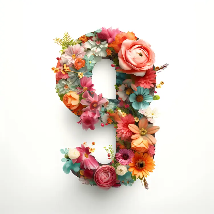 Colorful Floral Number 9