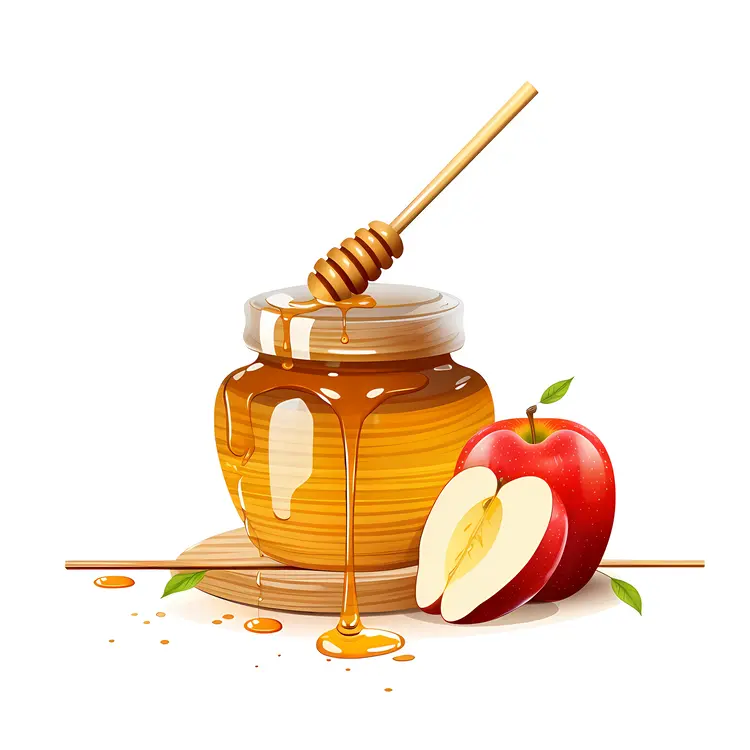 Honey Jar with Apple for Rosh Hashanah Celebration