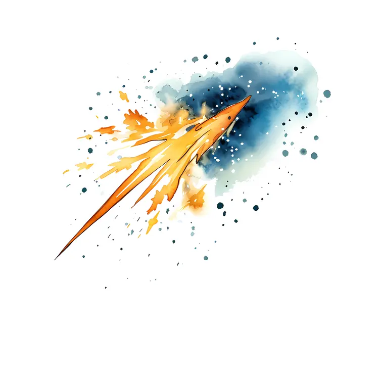 Orange Shooting Star with Blue Background