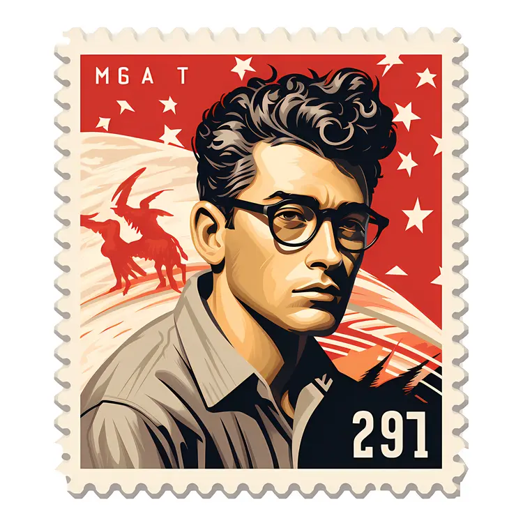 Portrait Stamp of a Man with Glasses