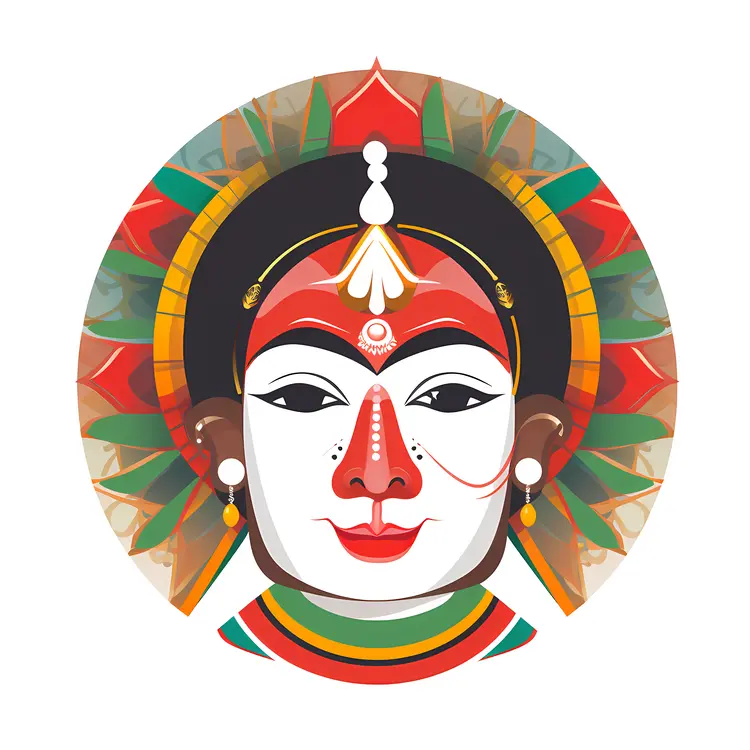 Traditional Kathakali Mask Illustration