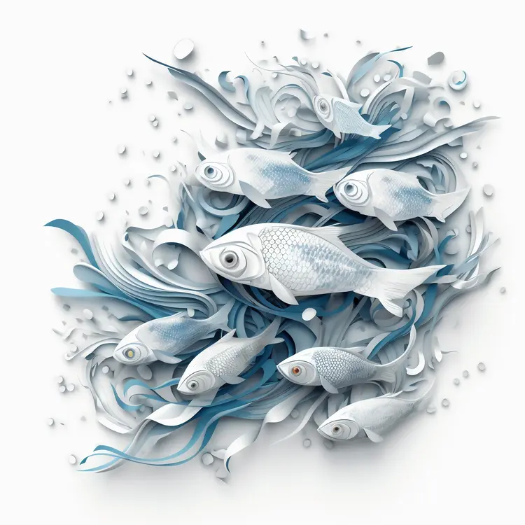 Artistic White Fish in a Flowing Water Scene