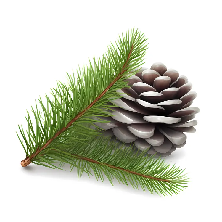 Pine Cone with Green Needles for Christmas Decoration