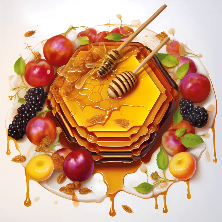 Delicious Honeycomb with Fresh Fruits