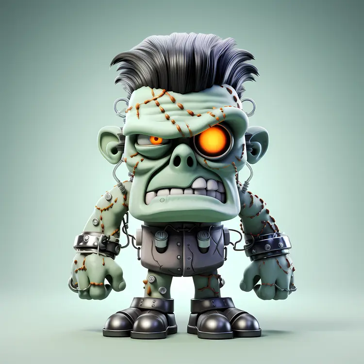 Cute Frankenstein Monster with Glowing Eye